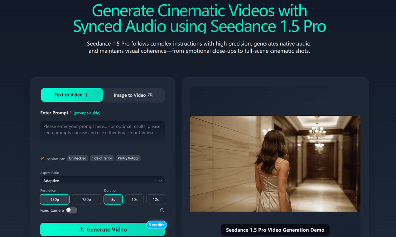Image for Seedance 1.5 Pro AI Video Generator
