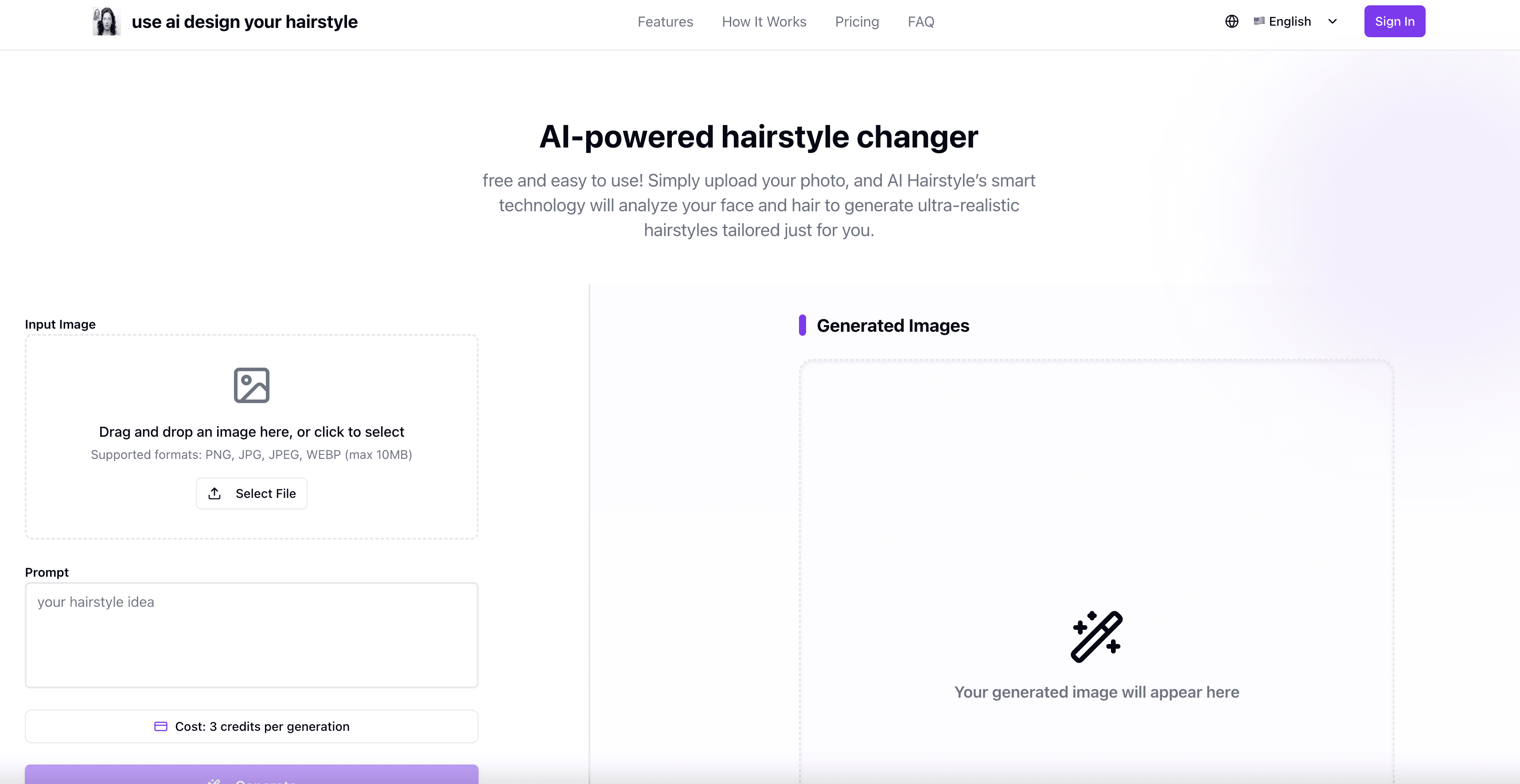 Image for AI-powered hairstyle changer