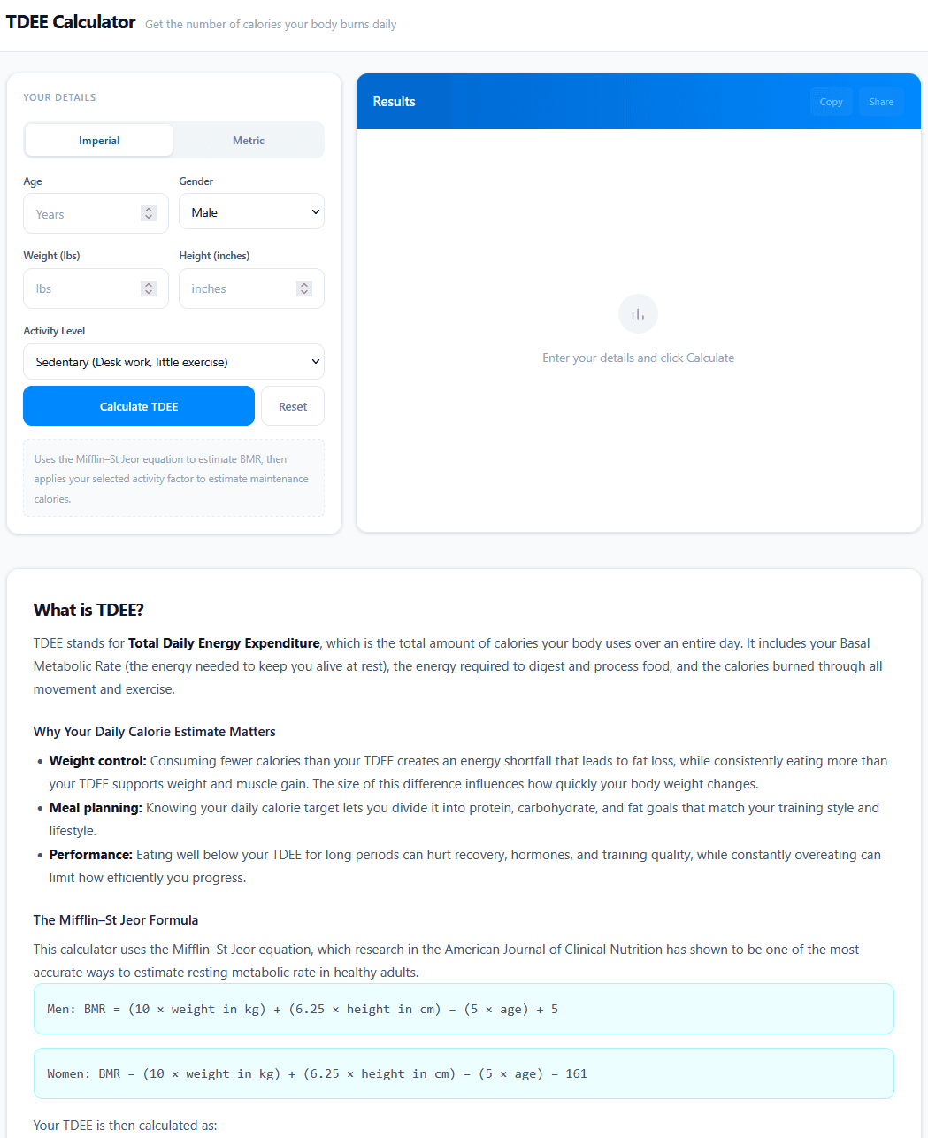 TDEE Calculator