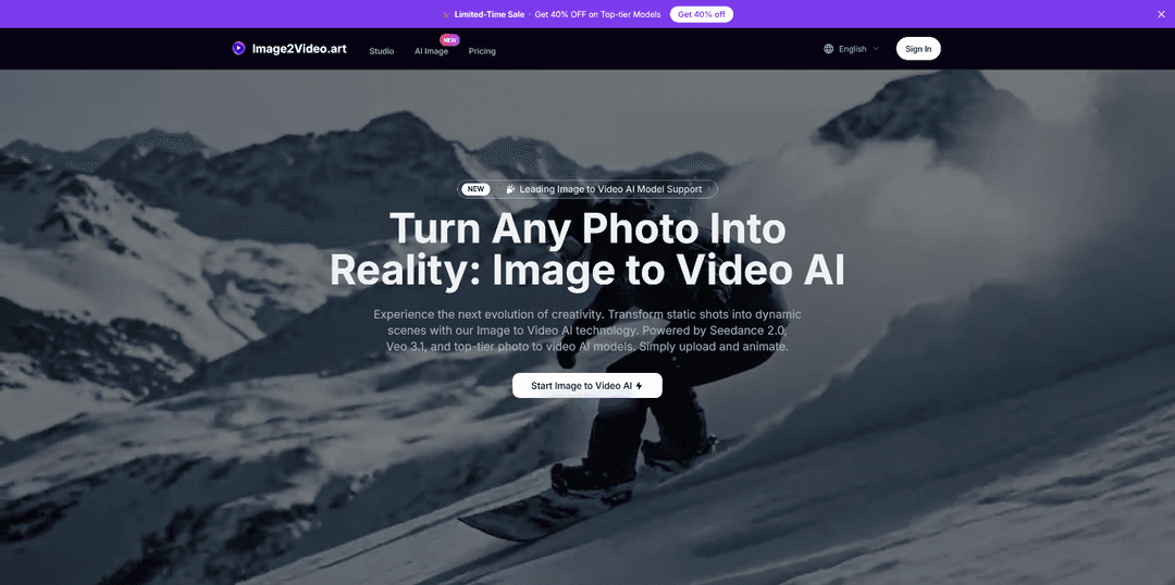 Image2Video.art β Image to Video AI Generator Powered by Seedance 2.0, Veo 3.1 & Sora 2