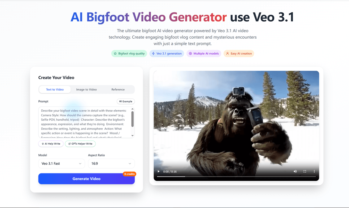Image for AI Bigfoot Video Generator
