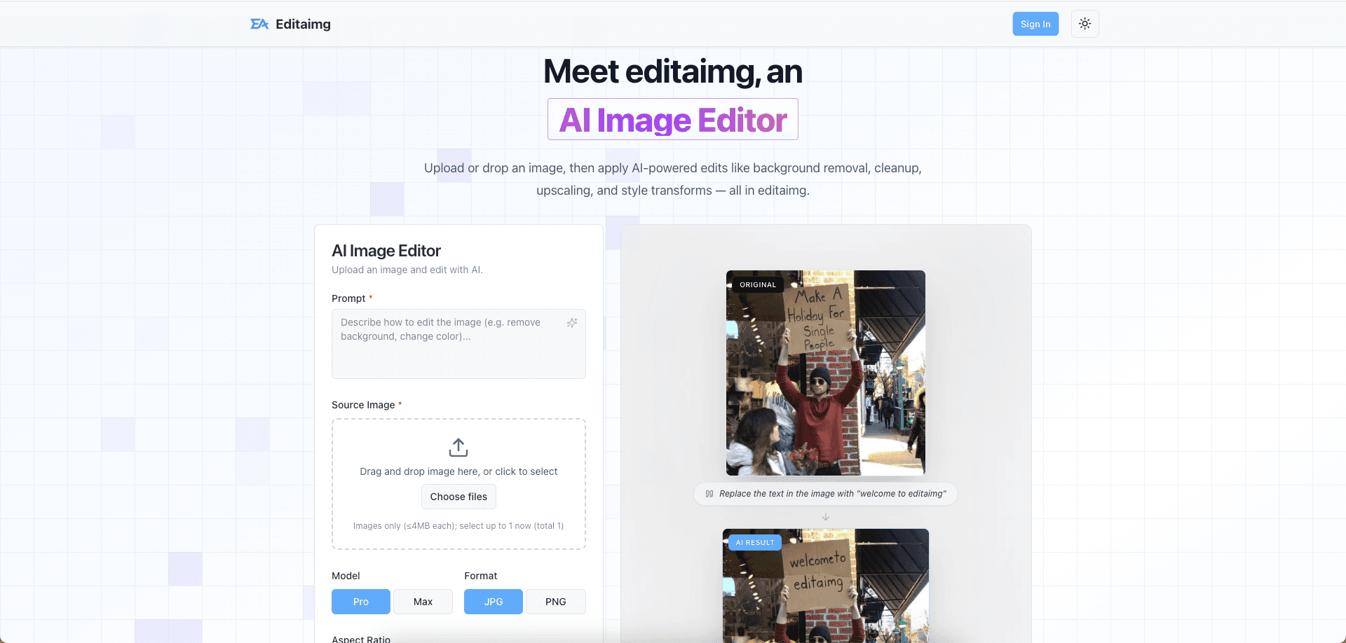 Editaimg - AI Image Editor & Photo Retouching