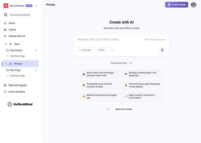 ReflectMind - AI-Powered Presentation & Visual Content Platform Image of ReflectMind - AI-Powered Presentation & Visual Content Platform