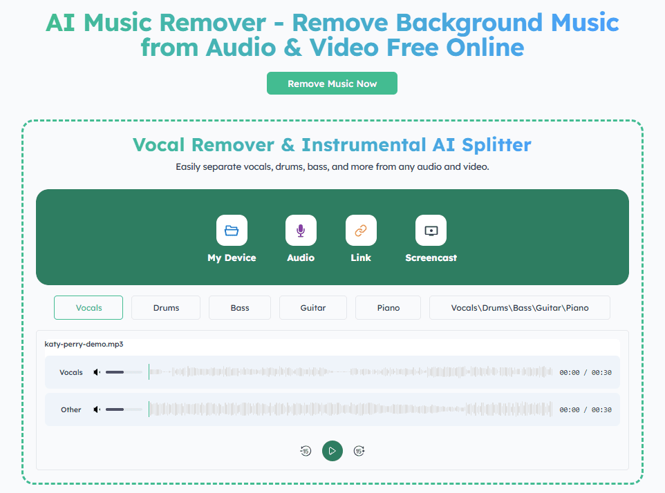 Background Music Remover Online Free